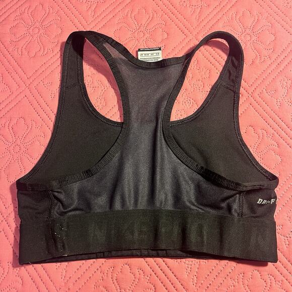 Nike Dri Fit Womens‎ Mesh Racer Back Black Sport Bra Size XS - Picture 2 of 4